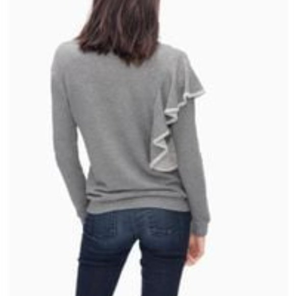 NWT Women's Splendid West Fourth Ruffle Sweatshirt White, Gray, Black $100 - Picture 2 of 6